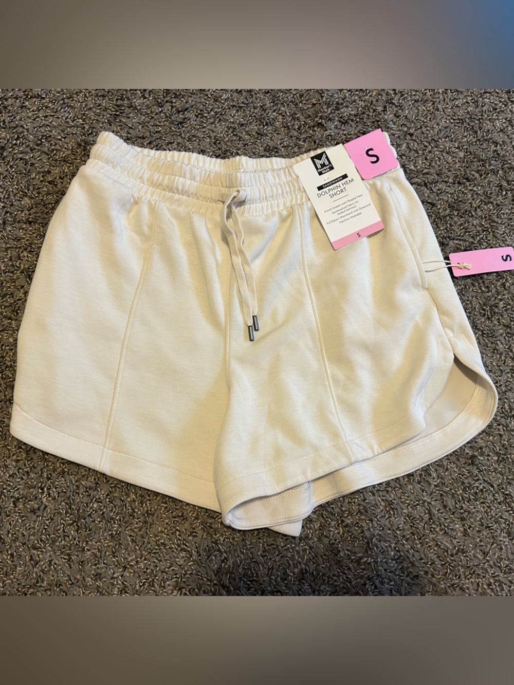 Cream Drawstring Waist Shorts - Size S